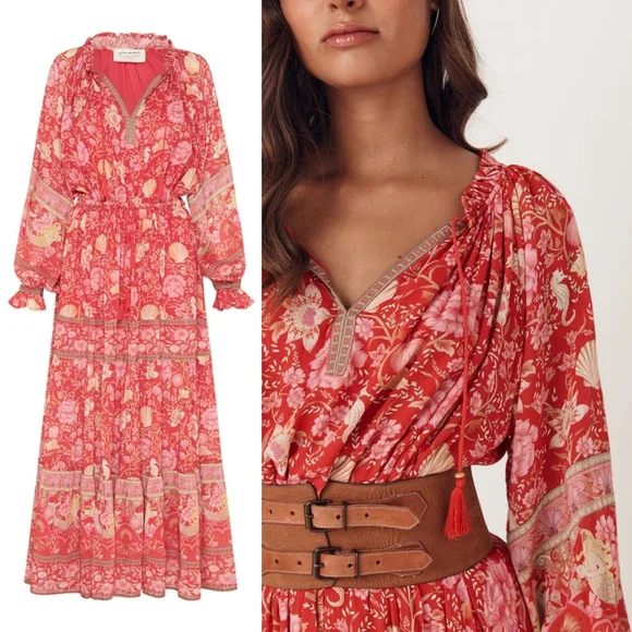 Spell Designs Exclusive Red Seashell Gown Maxi Dress M Free People Mermaid FP - Picture 3 of 16